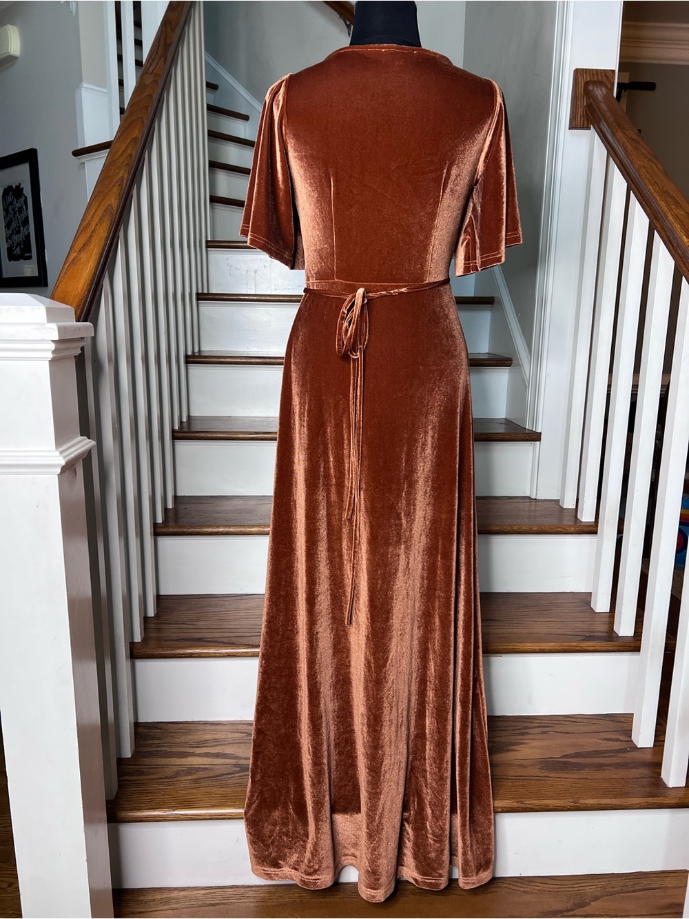 Baltic Born Rust Copper Velvet Wrap Maxi Dress XS - Picture 6 of 8